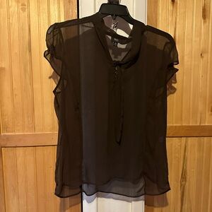 Massimo Sheer Brown Bow Tie Blouse